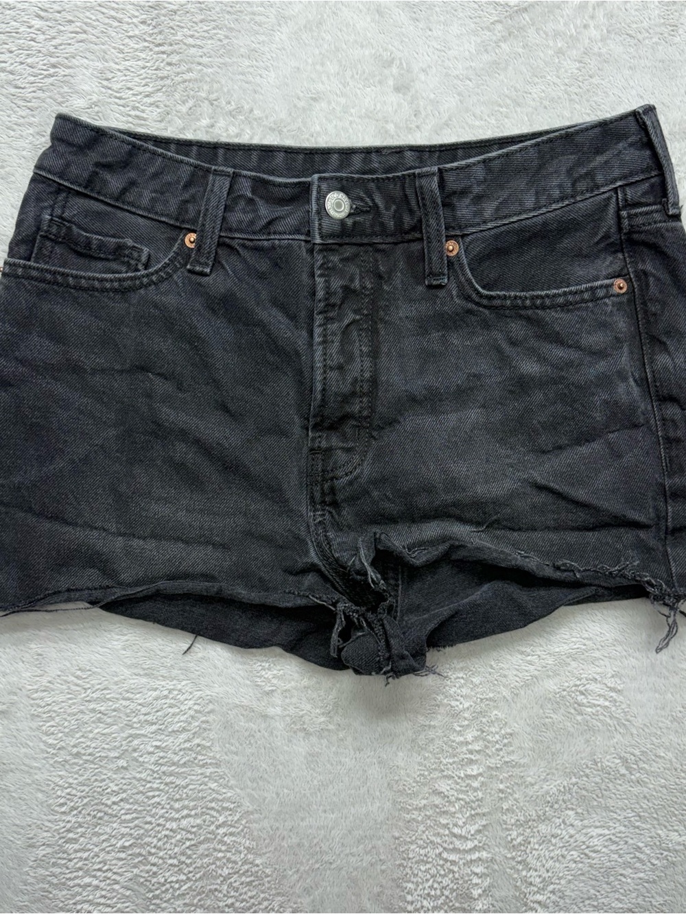 Old Navy Black Frayed Hem Denim Shorts